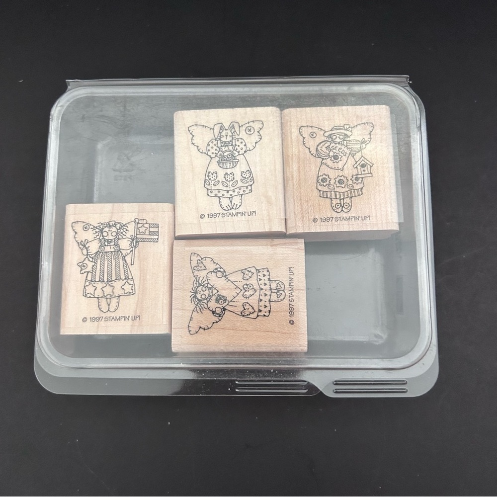 Stampin’ up! 4 pcs 1997 GARDEN ANGELS wood stamps